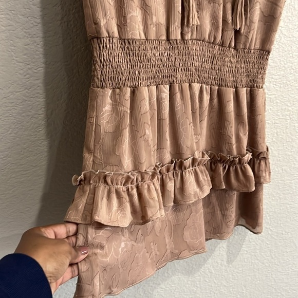 Chloe Oliver Muse Nude Drop Waist Mini Dress Size Small Sleeveless V Neck - Picture 5 of 9